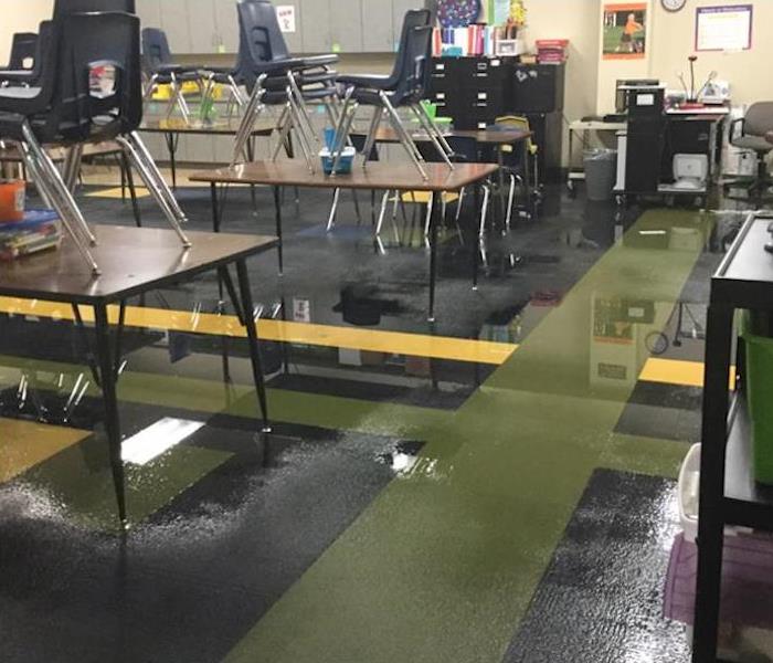 Standing water in a classroom 