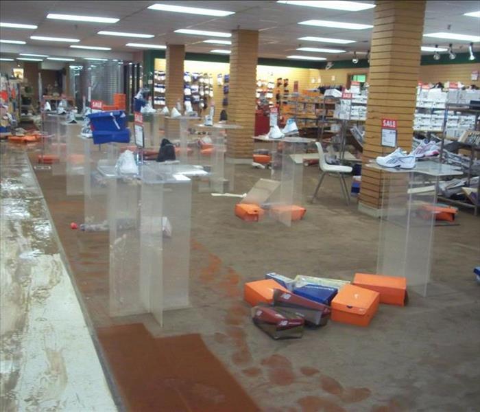 Standing water in a shoe store