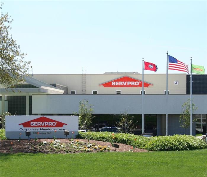 SERVPRO corporate headquarters outside with banners