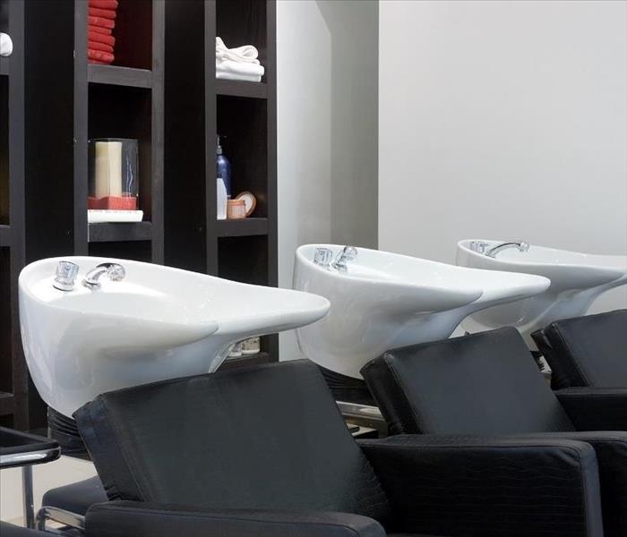A hair washing area of a salon 