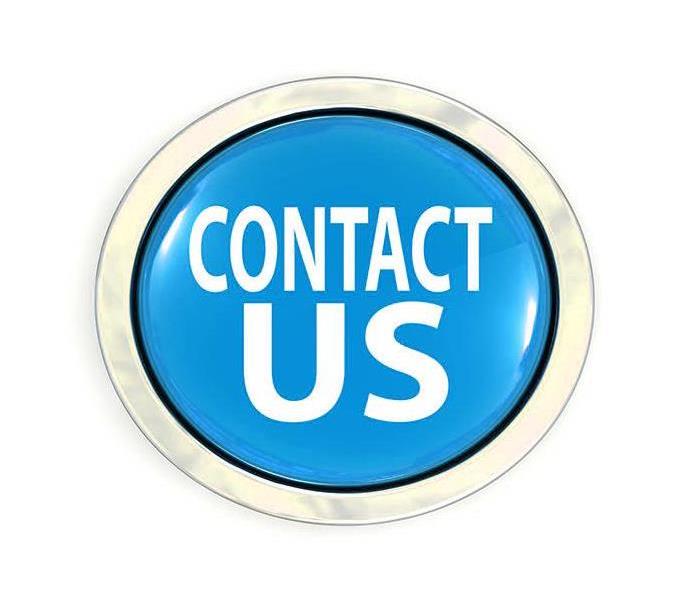 blue contact us button with a white boarder